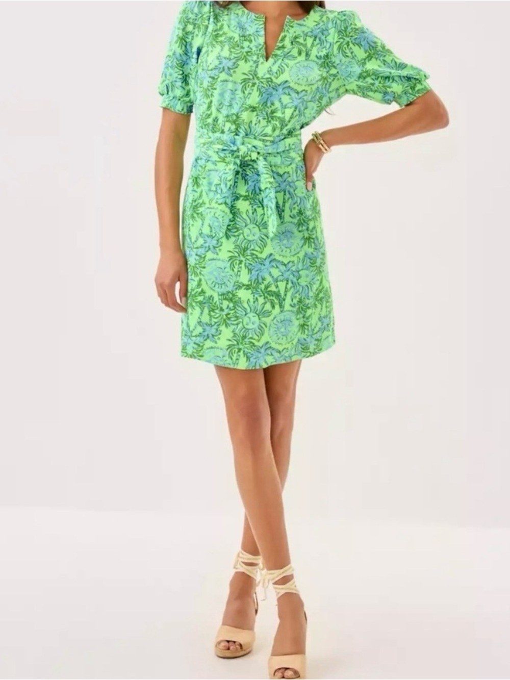 Lilly Pulitzer Olivine Short Sleeve Dress Cool Mint Catchin Rays Sz 6,MSRP $198 - Picture 4 of 7